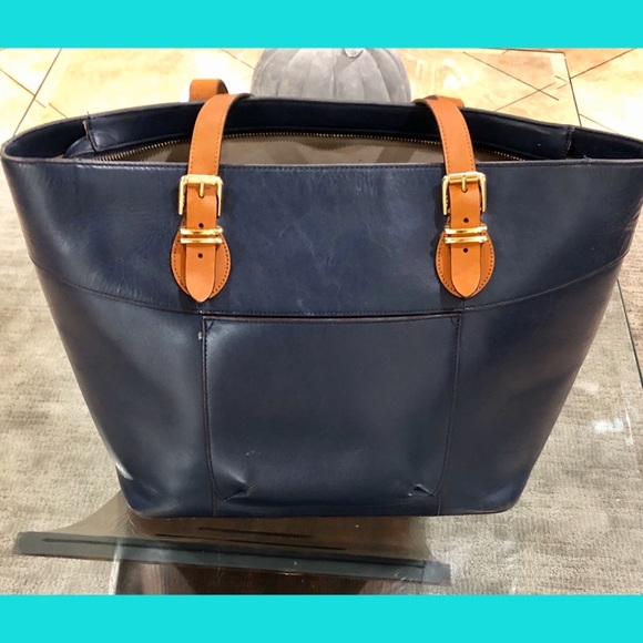 Navy Ralph Lauren Leather Tote - Picture 2 of 7